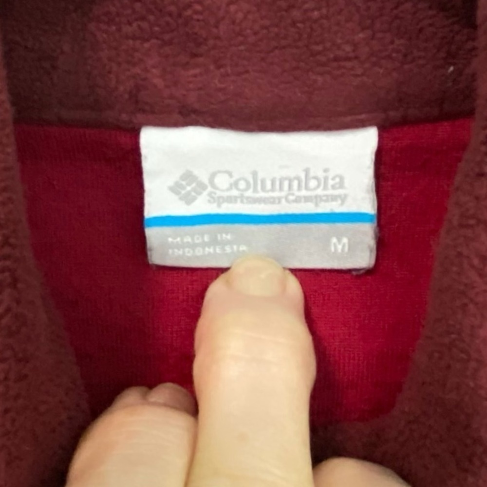 COLUMBIA - SZ MEDIUM - CRANBERRY COLOR - 1/4- or 1/2 ZIP - COLORBLOCK SLEEVES B4 - Picture 5 of 9